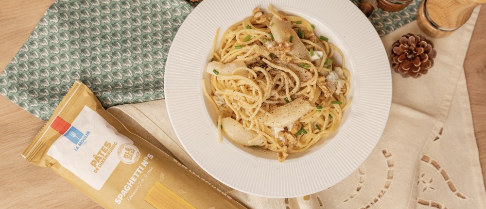 spaghetti poire gorgonzola