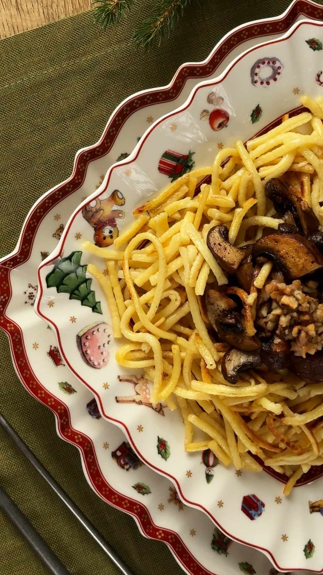 spatzle noel champignon et chataigne