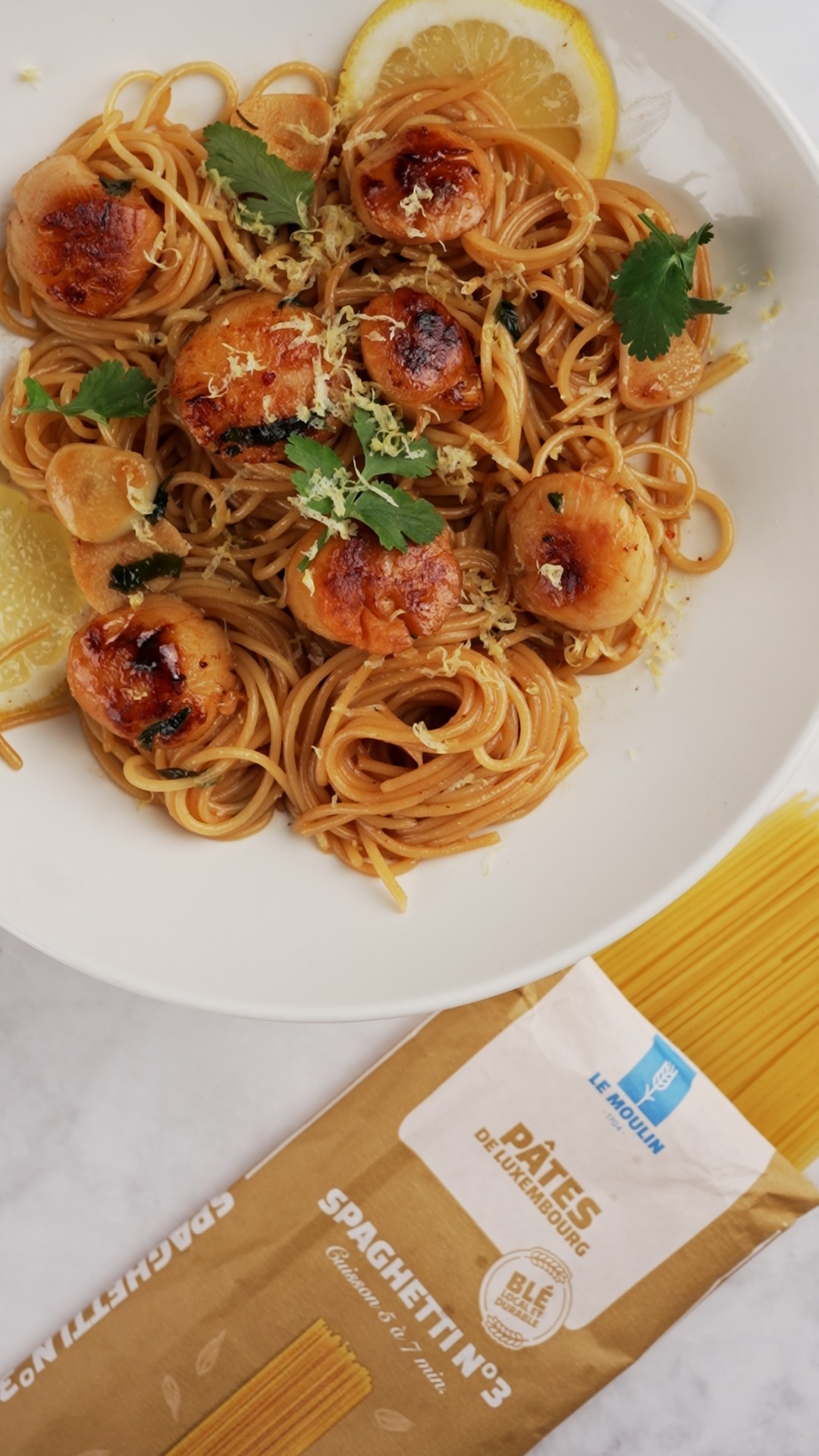 Spaghetti citron ail saint jacques